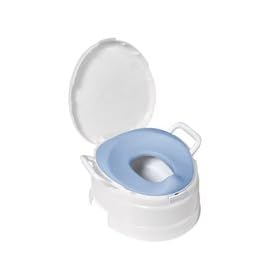 PRI 4-In-1 Soft Seat Toilet Trainer and Step Stool White with Pastel Blue Seat