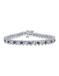 Sapphire and Diamond Tennis Bracelet : Platinum - 5.00 CT TGW