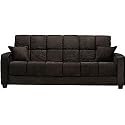 CONCERT CONVERT-A-COUCH Click Clack BLACK Microsuede Upholstered Convertible Sofa Sleeper Bed