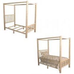 Cumberland Bay Canopy Bed - Twin (White Cedar) (84L x 47W x 80H) by Old Adirondack Inc.