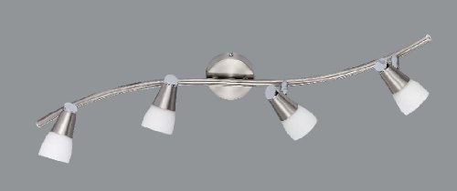 Reality Leuchten R8841-07 Halogen-Deckenspot, inkl. 4x G9, mit Drehgelenken, in nickel matt, Glas in wei&szlig;