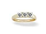 14K Yellow Gold Genuine Square White Topaz 3-Stone Ring