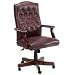 Kitchen & Housewares : Boss High Back Button Tufted Leather Cherry Wood Finish Chair - B915 - Oxblood Vinyl