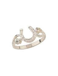 Beautiful! Authentic Black Hills Diamond-cut Gold-Sterling-silver Womens Horseshoe Ring