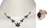 Valentine Jewelry Silver Amethyst Necklace Ring Sets