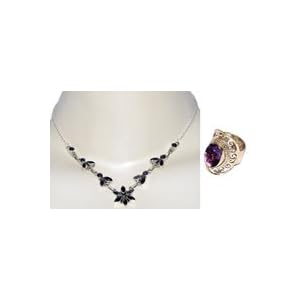 Valentine Jewelry Silver Amethyst Necklace Ring Sets