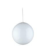 Sea Gull Lighting 6020-15 Single-Light Globe Pendant, White with Opal Glass