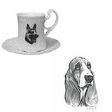 Basset Hound Cup and Saucer, Porcelain by Rosalinde