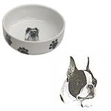 Boston Terrier Paw Print Bowl, Porcelain by Rosalinde (7 in. x 2.5 in. deep)