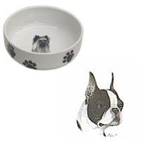 Boston Terrier Paw Print Bowl, Porcelain by Rosalinde (7 in. x 2.5 in. deep)