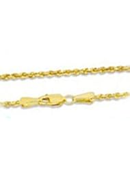 22k Gold Over Sterling Silver Diamond Cut 22 Inch 2mm Gold Plated Rope Chain