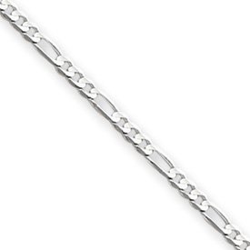 14kWhiteGold3.0mmOpenConcaveFigaroChain-20Inch-LobsterClaw