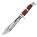 Buck Knives Scimitar Knife with Burlwood Handle and Burgundy Leather Sheath