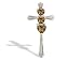 14K White Gold Genuine Heart Smoky Quartz and Diamond Cross Pendant