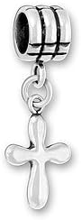 SCJ Sterling Silver Charm Bead Cross Dangle Fits European Style Bracelet