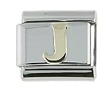 18K gold and steel Italian Charm Initial J