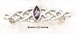 Sterling Silver Celtic Weave Pin With Marquise Shaped Amethyst Stone