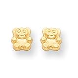 14k Teddy Bear Screw-Backback Childrens Earrings