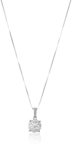 14k White Gold and Diamond Pendant Necklace (1/4 cttw, H-I Color, I1-I2 Clarity),18.5