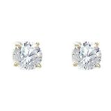 18kt Gold over Sterling Silver 5.25mm White CZ Basket Set Stud Earring