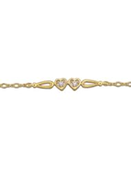 14K Yellow Gold .08 Ct Tw Diamond Heart Bracelet