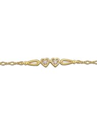 Clevereves 14K Yellow Gold .08 Ct Tw Diamond Heart Bracelet