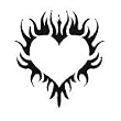 Tribal Flaming Heart Temporary Tattoo 2x2