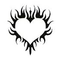 TRIBAL FLAMING HEART Temporary Tattoo 2x2