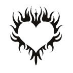 Tribal Flaming Heart Temporary Tattoo 2x2