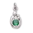 14K White Gold Mother and Child May Birthstone Charm Pendant