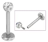 CZ Internally Threaded Surgical Steel Surgical Steel 16G Gem Labret Lip Ring