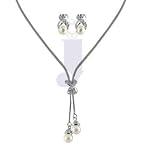 COOL FASHIONABLE CZ KNOT PEARL SET | Color White