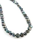 Peacock Blue Pearl Strand Necklace