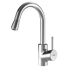 HansaCuisine One Handle Single Hole Kitchen Faucet with Pull Down Aerator Finish: Chrome On Sale