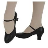 650 capezio black leather character shoes 2 inch heel us 7 uk 5 salsa shoes'