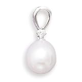 White Gold Diamond & White Cultured Freshwater Pearl Slide