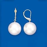 14K White Shell Pearl Earrings 16mm