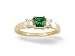 14K Yellow Gold Square Created Emerald and Diamond 3-Stone Ring