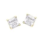 14K 1.00 CTW Princess Cut Diamond Earrings