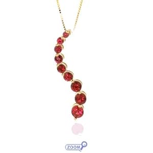 14K Yellow Gold Created Ruby Journey Pendant with Chain 18