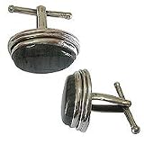 Sterling Silver Cufflinks Pair Labradorite Gemstone Men Gift Sets Indian Style