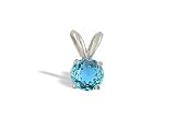 14K White Gold Genuine Round Blue Topaz Pendant