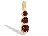 14K Yellow Gold Genuine Round Garnet 3-Stone Pendant
