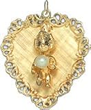 Baby Girl on Heart Disc, 14K Gold Charm