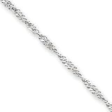 14k White Gold 1.65mm Solid Singapore Chain Anklet - 9 Inch