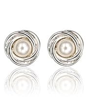 Faux Pearl Twisted Knot Stud Earrings