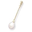14k Yellow Gold Cultured Freshwater Pearl Thin Bar Drop Slide