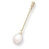 14k Yellow Gold Cultured Freshwater Pearl Thin Bar Drop Slide
