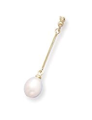 8-8.5mm Freshwater Pearl Drop with 14K Gold and Diamond Slide