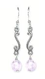 Earrings - Sterling Silver Rose Quartz Antiqued Fancy Dangle Earrings